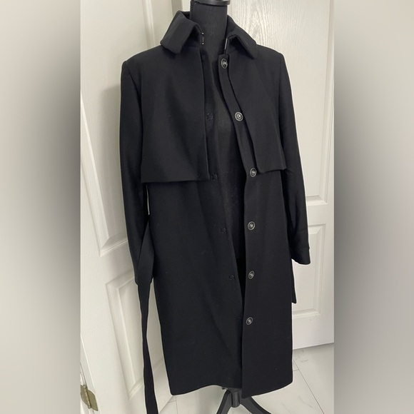 & Other Stories structured trench wool mix coat US 10 black straight - Picture 4 of 12